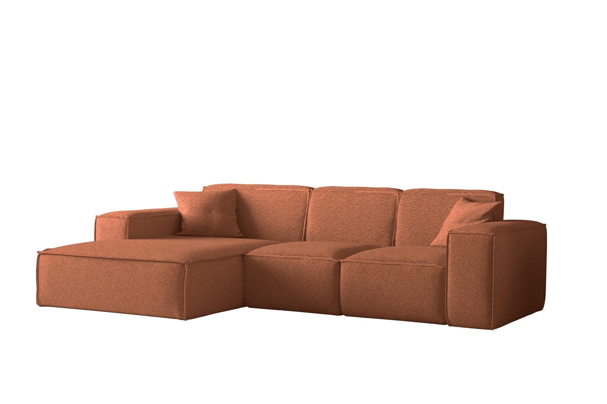ECKSOFA Ottom Celes Premium Ascot Bukla - Kupferfarben, Holzwerkstoff/Textil (266/165cm) - Fun Möbel