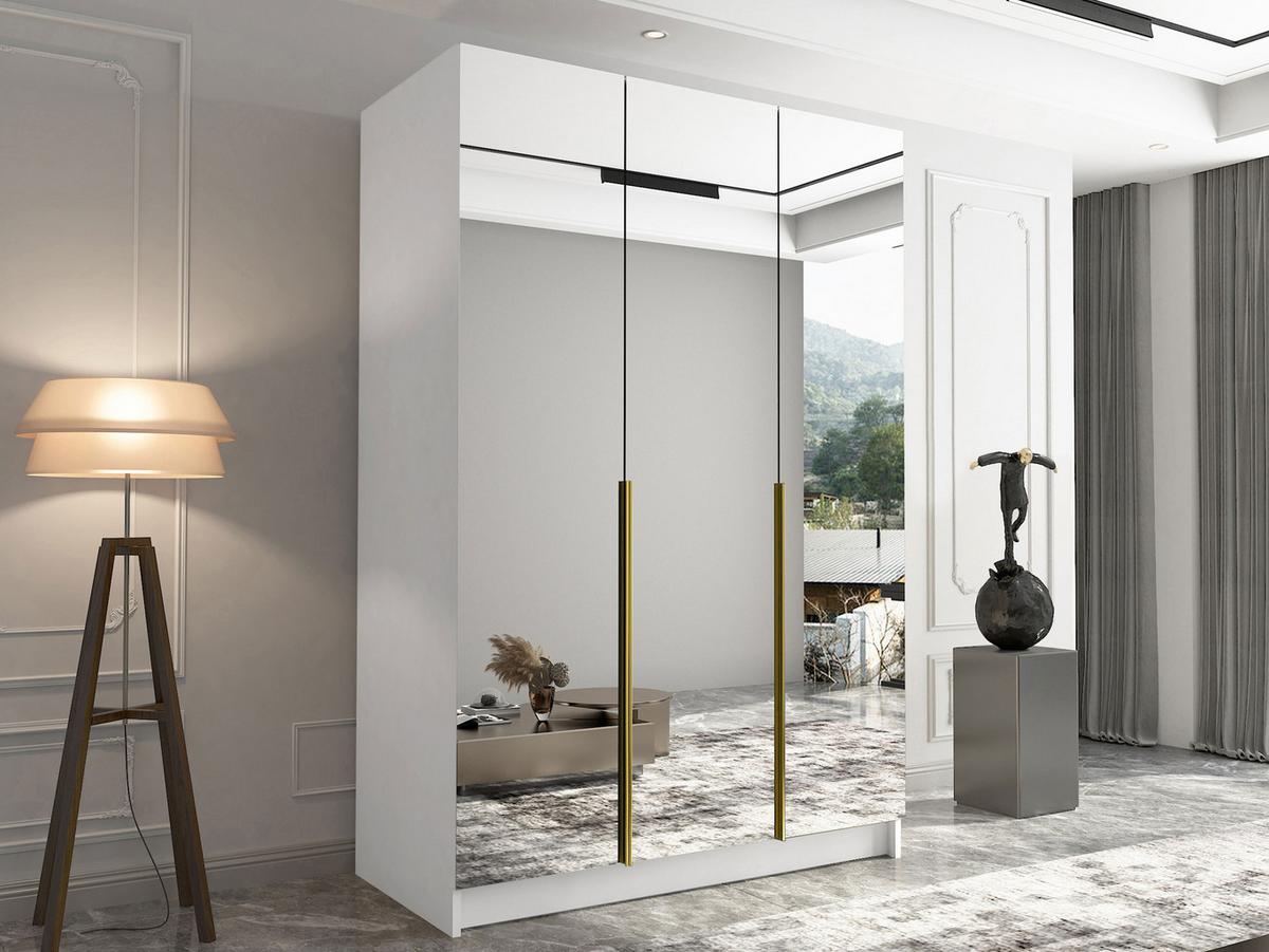 KLEIDERSCHRANK Calia III - Goldfarben/Multicolor, Holzwerkstoff/Metall (150/215/58cm) - MIRJAN24