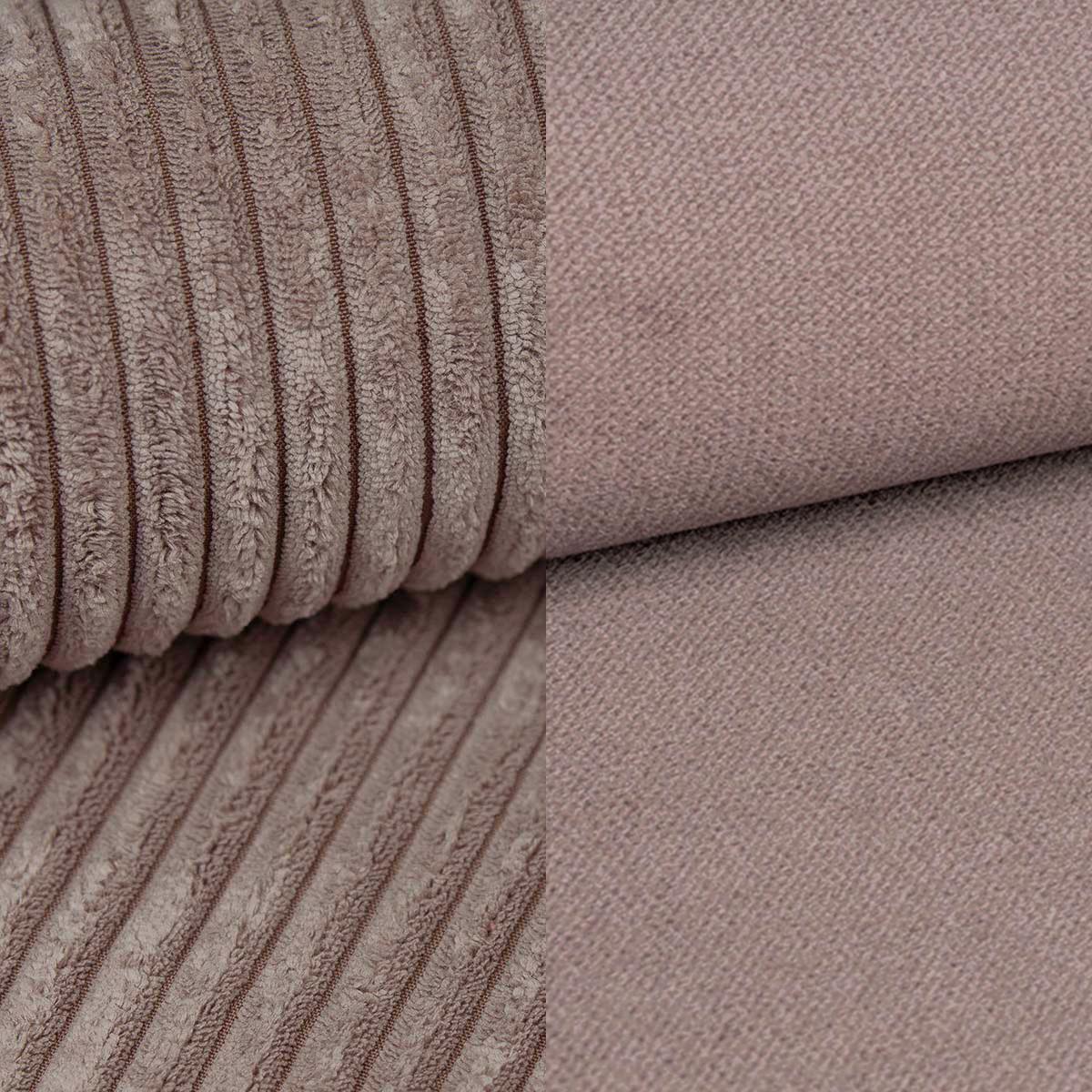 ECKSOFA PARVELO Rosa Plüsch-Stoff mit Schlaffunktion - Rosa, Holz (200/143cm) - MASSENO