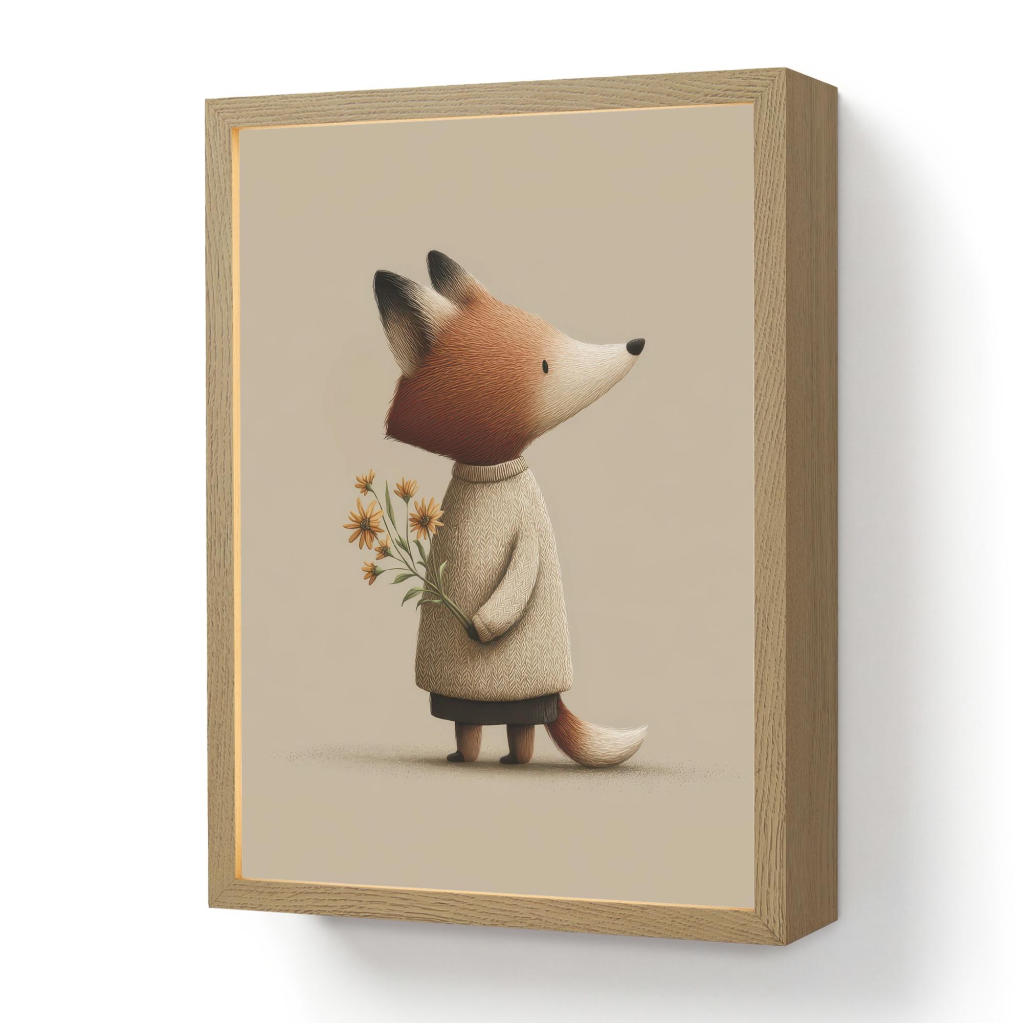 NACHTTISCHLAMPE MIT AKKU Fuchs - Gelbe Blumen - Minimalistisch 30x40 cm - Taupe, Holzwerkstoff (8/30/40cm) - OnlyWow