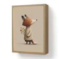 WANDLEUCHTE MIT AKKU Fuchs - Gelbe Blumen - Minimalistisch 30x40 cm - Taupe, Holzwerkstoff (30/40/8cm) - OnlyWow