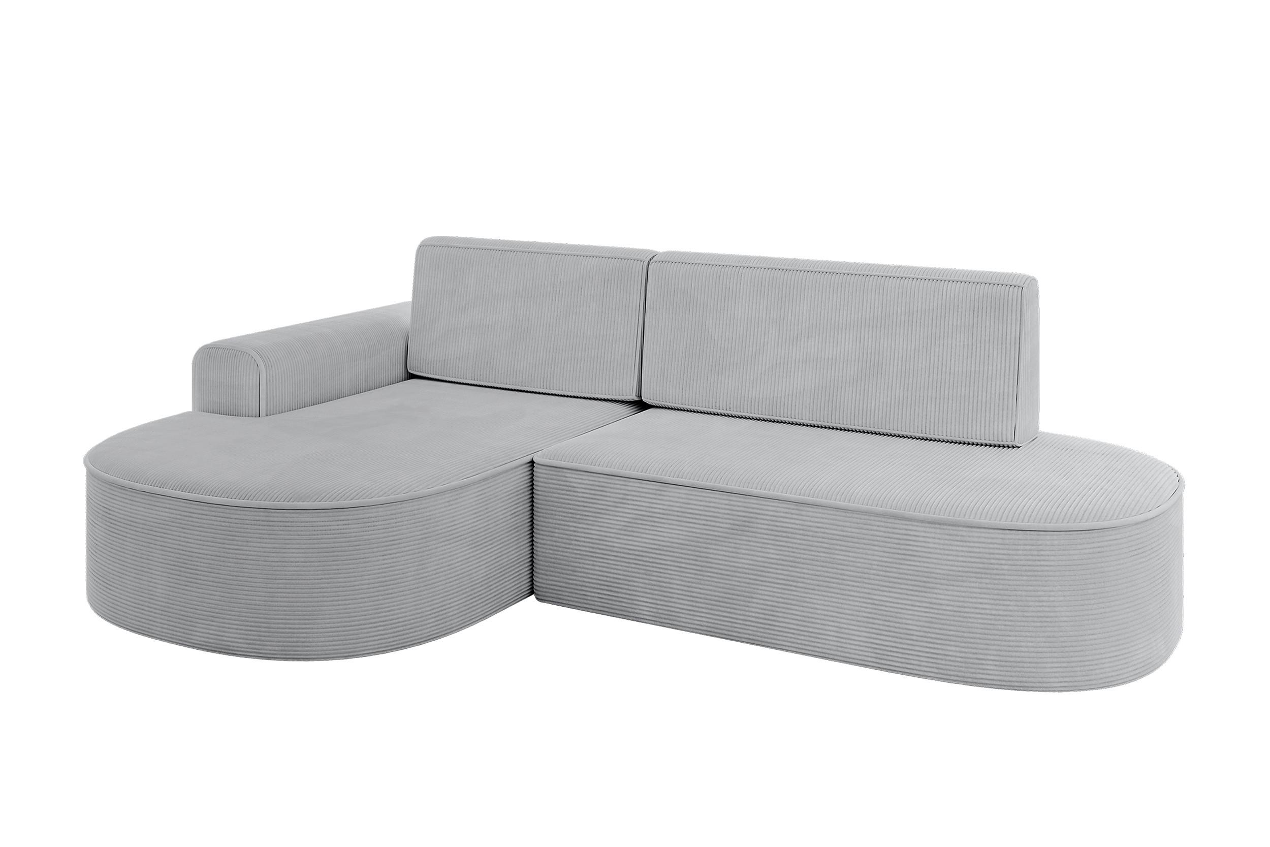 ECKSOFA mit Schlaffunktion und Bettkasten Ottomane Links MARI-L1-S - 283x167x73 cm Grau Cord - Graphitfarben/Schwarz, Holzwerkstoff/Kunststoff (283/167cm) - ALTDECOR