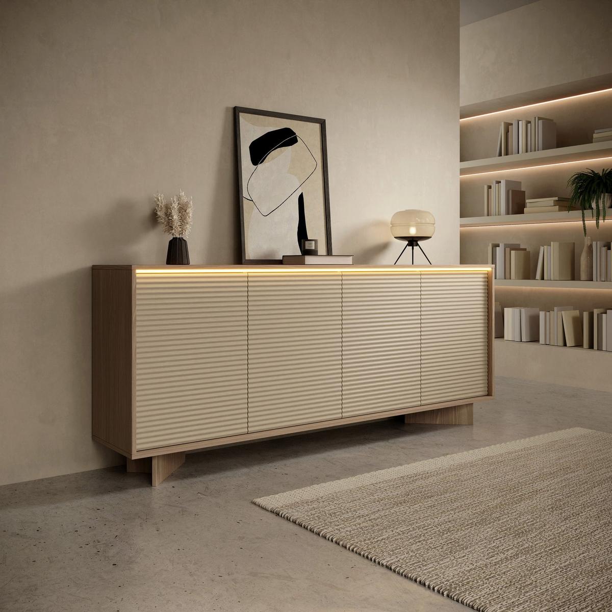 SIDEBOARD Semi 203 cm - Beige/Cappuccino, Holzwerkstoff (203.9/84.4/40cm) - Selsey