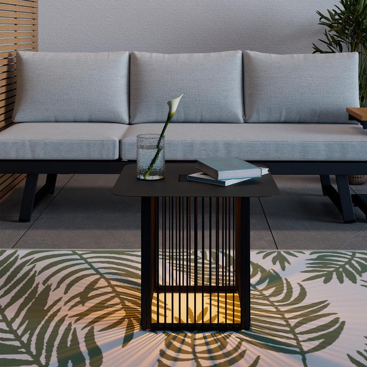 Schwarzer Outdoor-Beistelltisch mit Beleuchtung