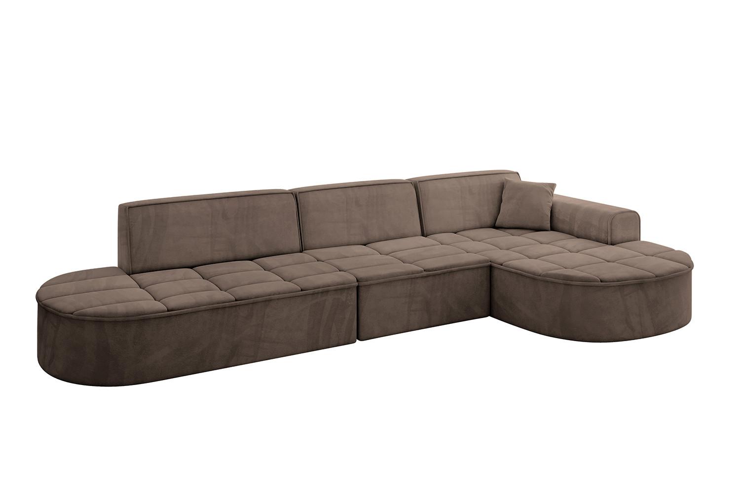 ECKSOFA Ottomane Rechts TARO-L2 - 328x171x79,5 cm Braun - Braun, Holzwerkstoff/Textil (328/171cm) - ALTDECOR
