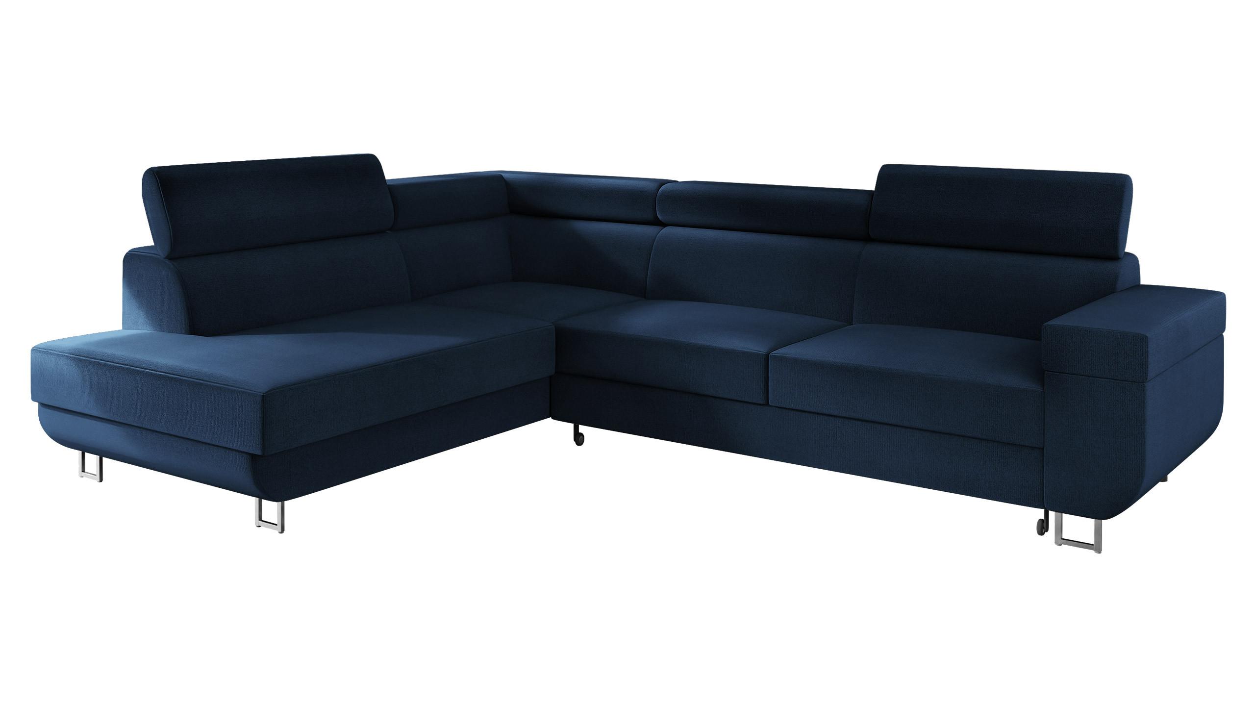 ECKSOFA Fonti, Seite: Links - Blau, Holz/Textil (253/188cm) - MIRJAN24