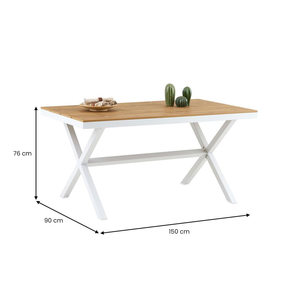 GARTENTISCH WINDY weiß - Weiß, Metall (90/150/76cm) - IDIMEX