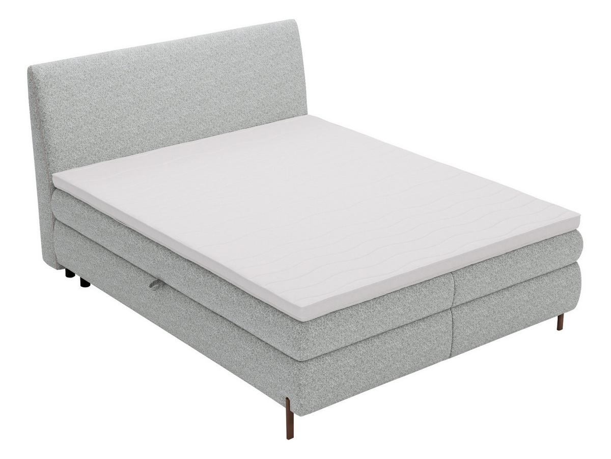 BOXBETT Evia - H3 - Hellgrau/Braun, Holzwerkstoff/Textil (160/200cm) - MIRJAN24