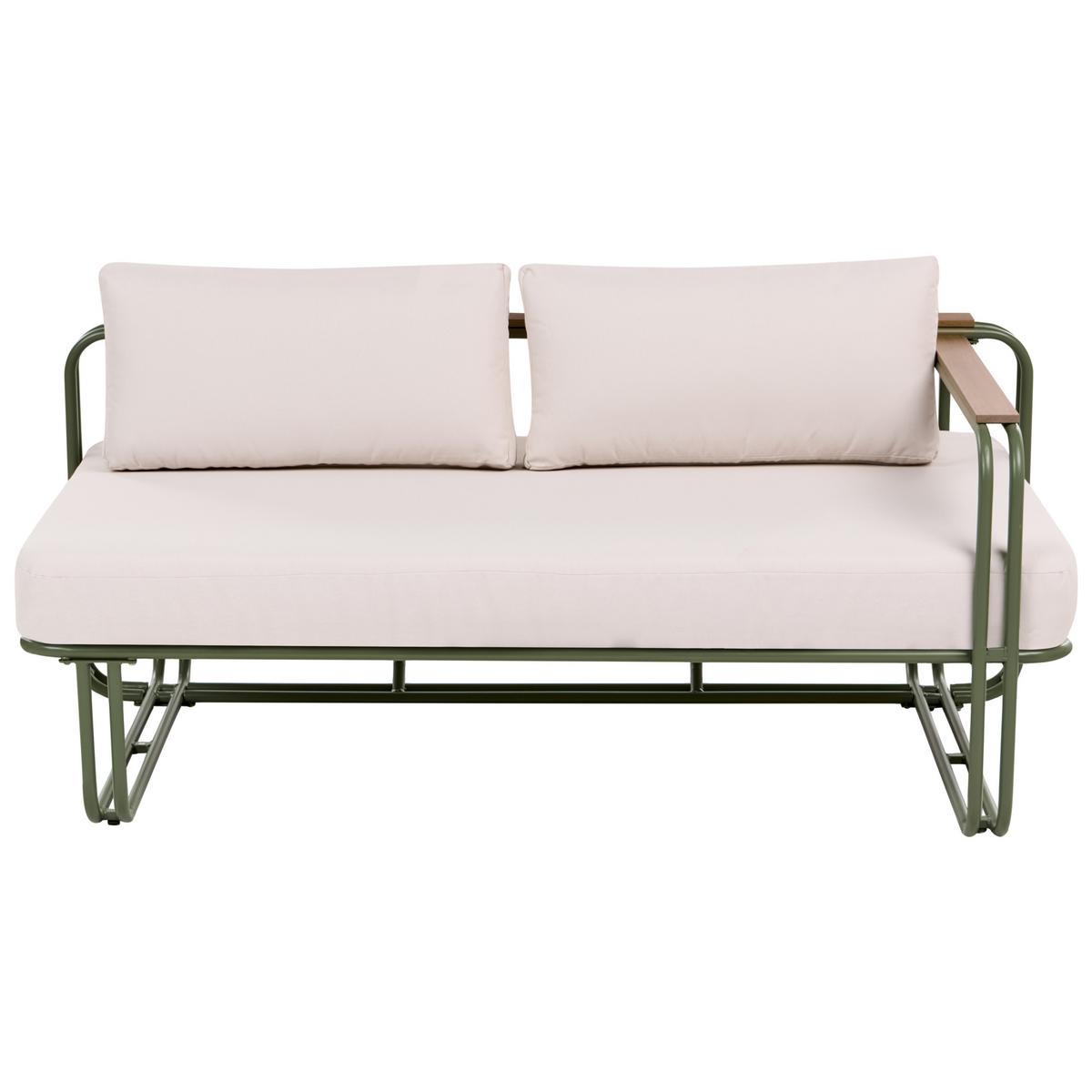 LOUNGE-SET mit Tisch und Ottomane 3-Sitzer Metall Grün Camerota - Beige/Grün, Metall - Beliani