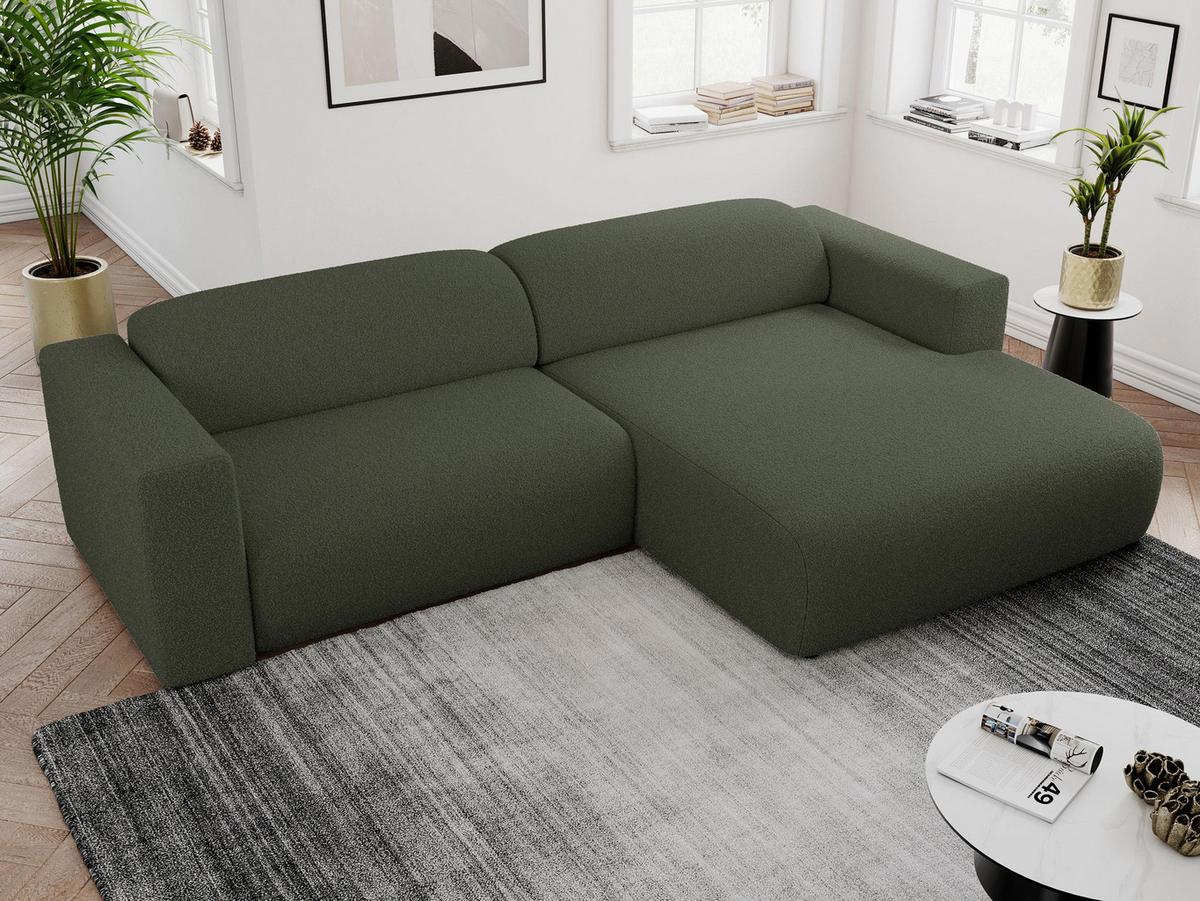 OFERTA WYCOFANA ECKSOFA PASADENA Grün Bouclé Rechts Seite - Schwarz/Grün, Kunststoff/Textil (288/180cm) - MKS