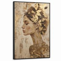 LEINWAND Bilder mit Rahmen - Frau - Gold - Abstrakt - Textur - 80x120 - Goldfarben, Textil (80/120cm) - MuchoWow