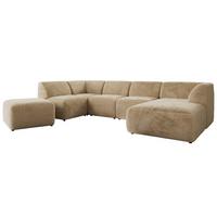 WOHNLANDSCHAFT MODARO U 6M - Beige Plüsch - Rechts - Beige/Schwarz, Textil (345/78/180cm) - MKS