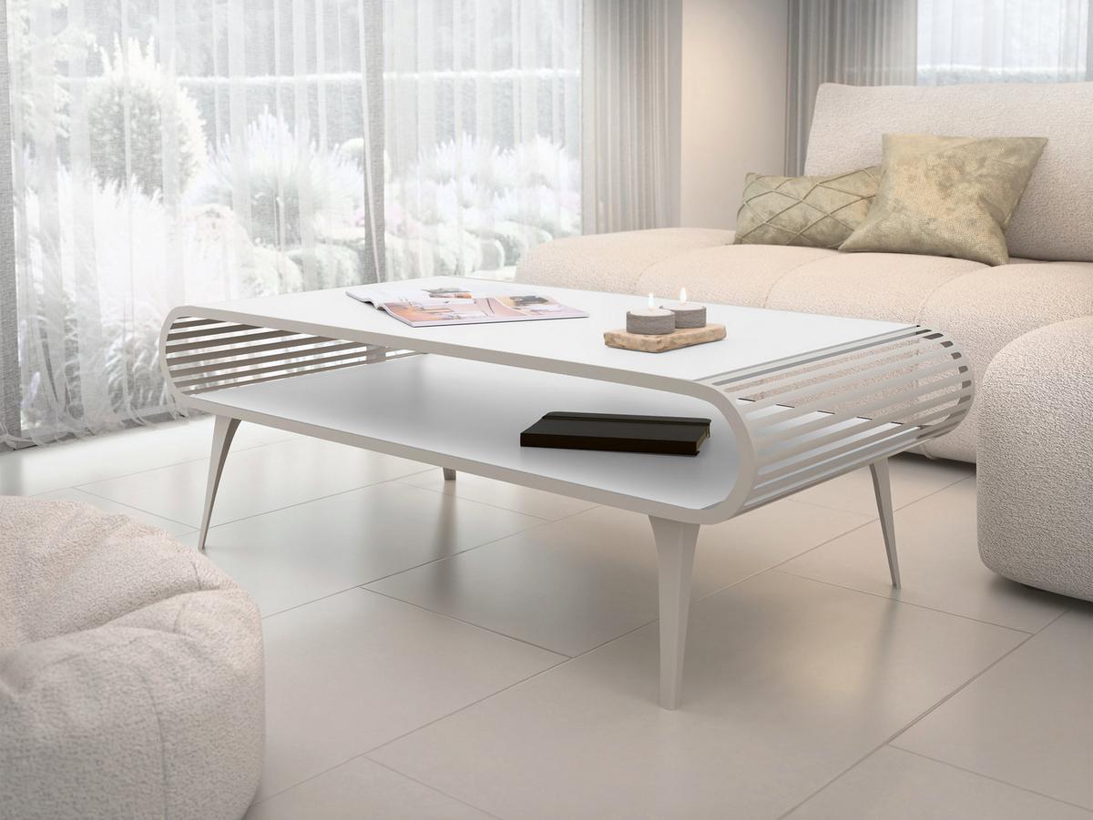 COUCHTISCH Aristo Cashmere - Kaschmir/Weiß, Holzwerkstoff/Metall (60/120/44cm) - MIRJAN24