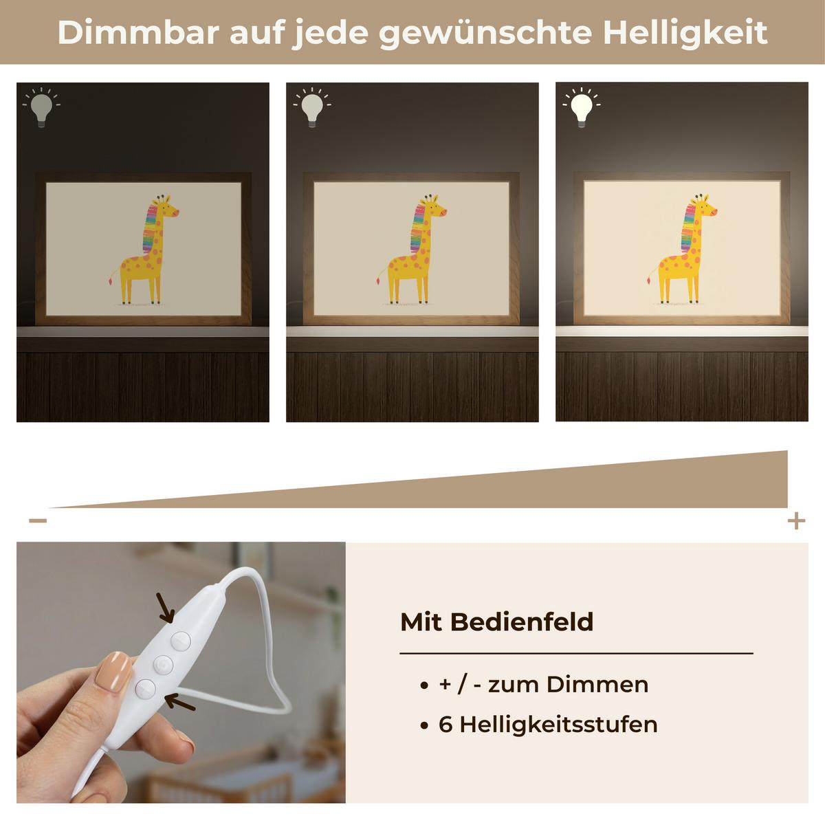 NACHTTISCHLAMPE Giraffe - Regenbogenmähne - Beige 30x20 cm - Beige, Holzwerkstoff (8/30/20cm) - OnlyWow