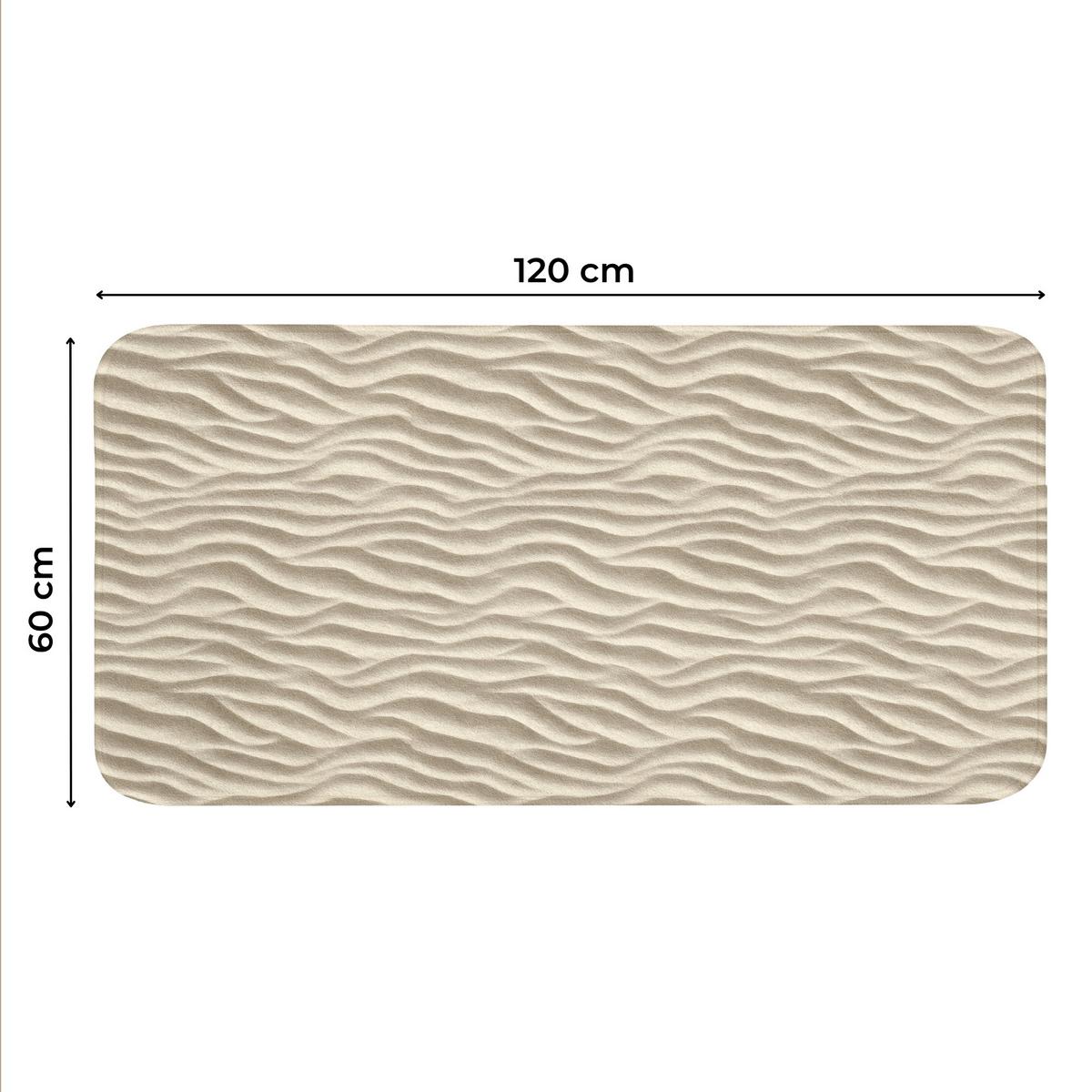 WC-VORLEGER Sand - Wellen - Beige WC Teppich 120x60 cm - Sandfarben, Textil (120/1cm) - OnlyWow