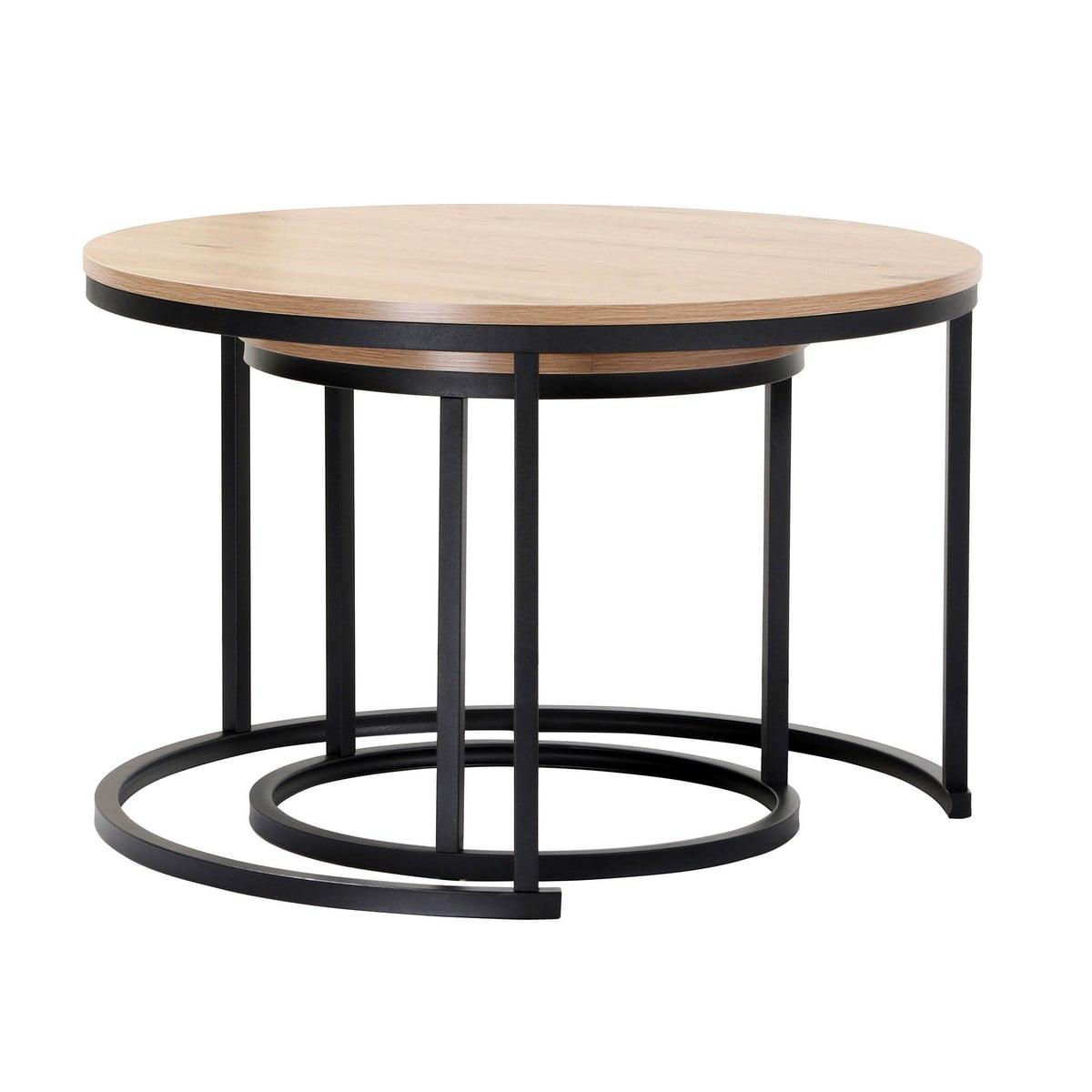 BEISTELLTISCH im 2er-Set - 70/70/45,5 cm - Eichefarben, Holzwerkstoff (77.5/70/45.5cm) - Calicosy