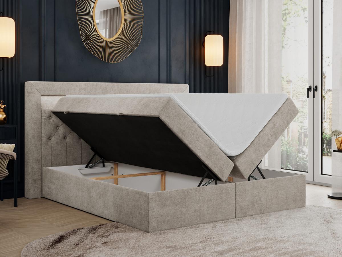 BOXBETT GOLD-6 LED 200/200 Beige Struktur - H3 - Beige, Holz/Textil (200/200cm) - MKS