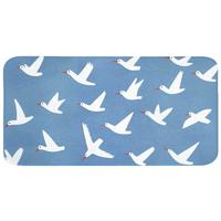 BADEMATTE Vögel - Weiß - Muster 120x60 cm - Blau, Textil (120/60cm) - OnlyWow