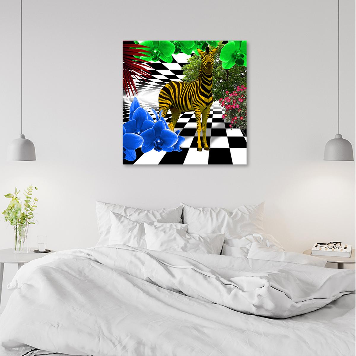 WANDBILD bunte zebra tiere - Multicolor, Textil (30/30cm) - Feeby