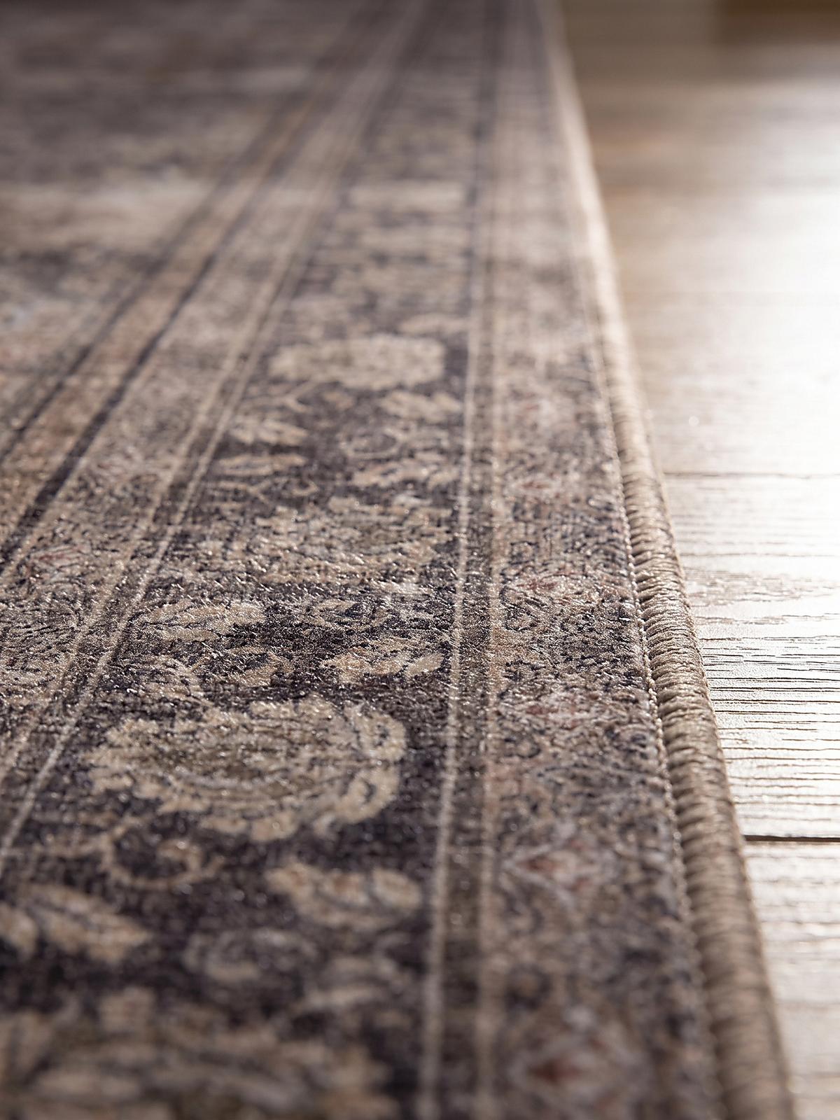 LÄUFER waschbar, mit floralen Ornamenten, VERNANTE in Braun-Grau, 80 x 250 cm - Braun, Textil (80/250cm) - KADIMA DESIGN