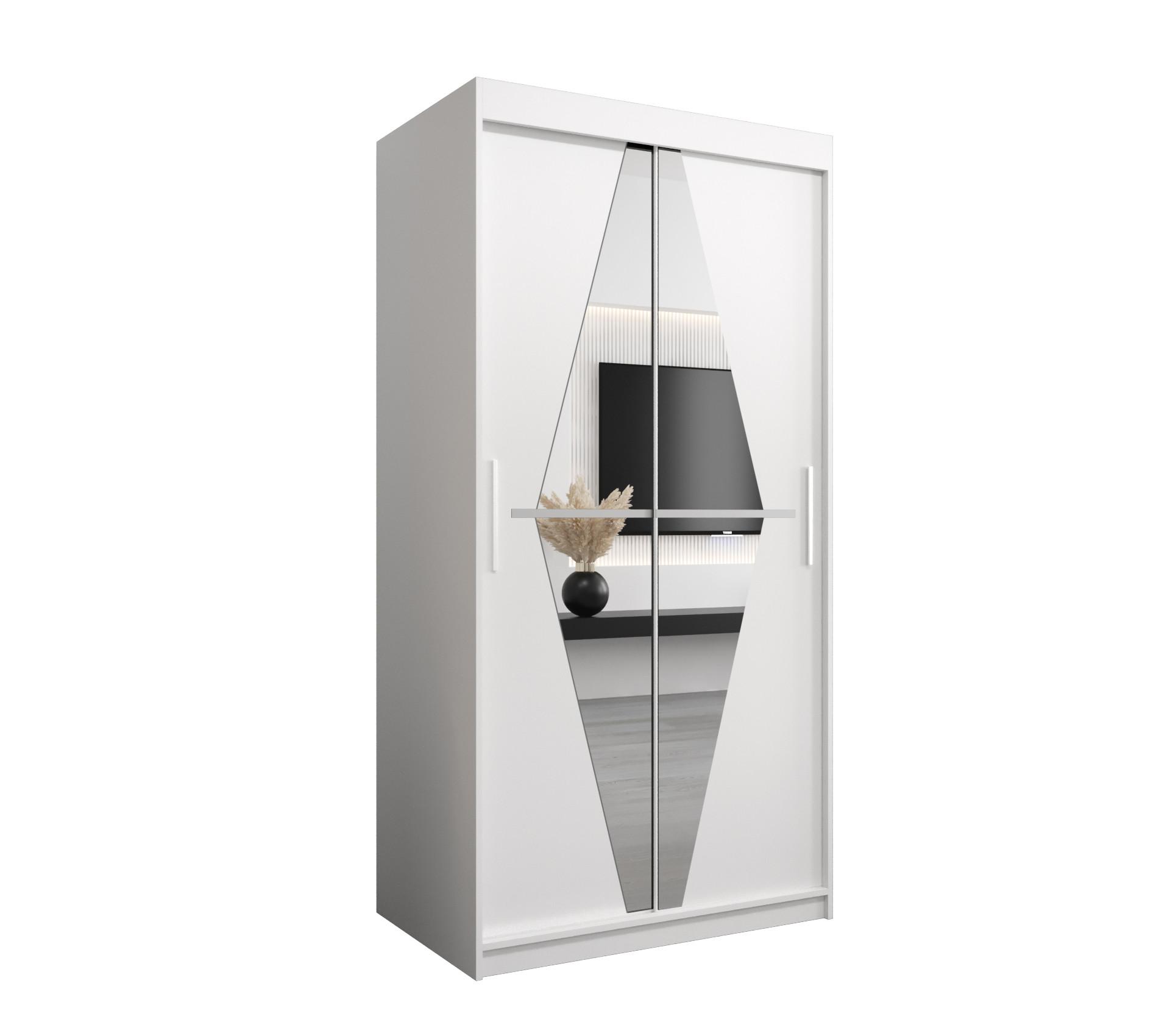 SCHWEBETÜRENSCHRANK 200/100/62 2-türig - Silberfarben/Weiß, Holz/Kunststoff (100/200/62cm) - MÖBEL KRYSPOL