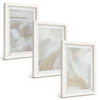 BILDER SET 3er Set - 20x30 cm Weißer Rahmen - Abstrakte Pinselstriche - Weiß, Kunststoff (20/30cm) - TULUP