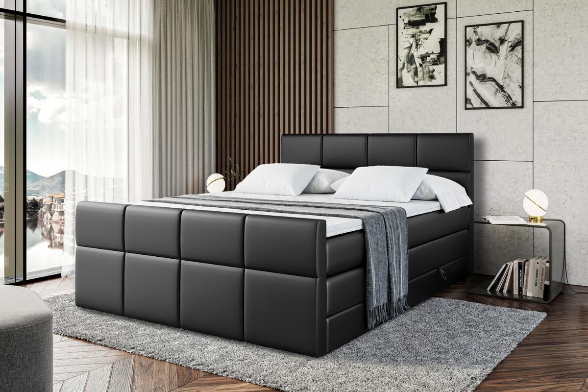 BOXSPRINGBETT ARDENI-Z KING - 120x200 - H3/H4 - Schwarz Hochglanz - Schwarz Hochglanz, Holzwerkstoff (120/200cm) - ALTDECOR