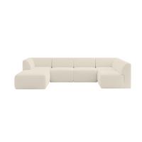 WOHNLANDSCHAFT Ottomane Links MOVO-L 345x180x78 cm Beige Bouclé - Hellbraun, Holzwerkstoff/Kunststoff (345/78/180cm) - ALTDECOR