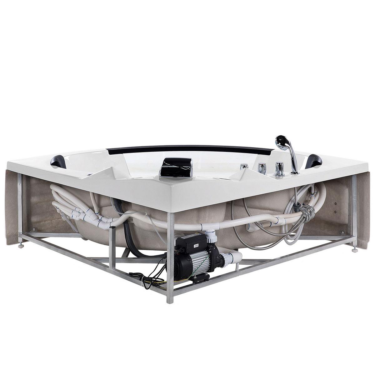 WHIRLPOOL-BADEWANNE mit LED 155x214x60 cm weiß Martinica - Weiß, Kunststoff (155/60/214cm) - Beliani