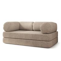 BETTSOFA EIREN aus Schaumstoff Bucle-Stoff Beige Schlaffunktion - Beige, Textil (170/68/80cm) - MASSENO