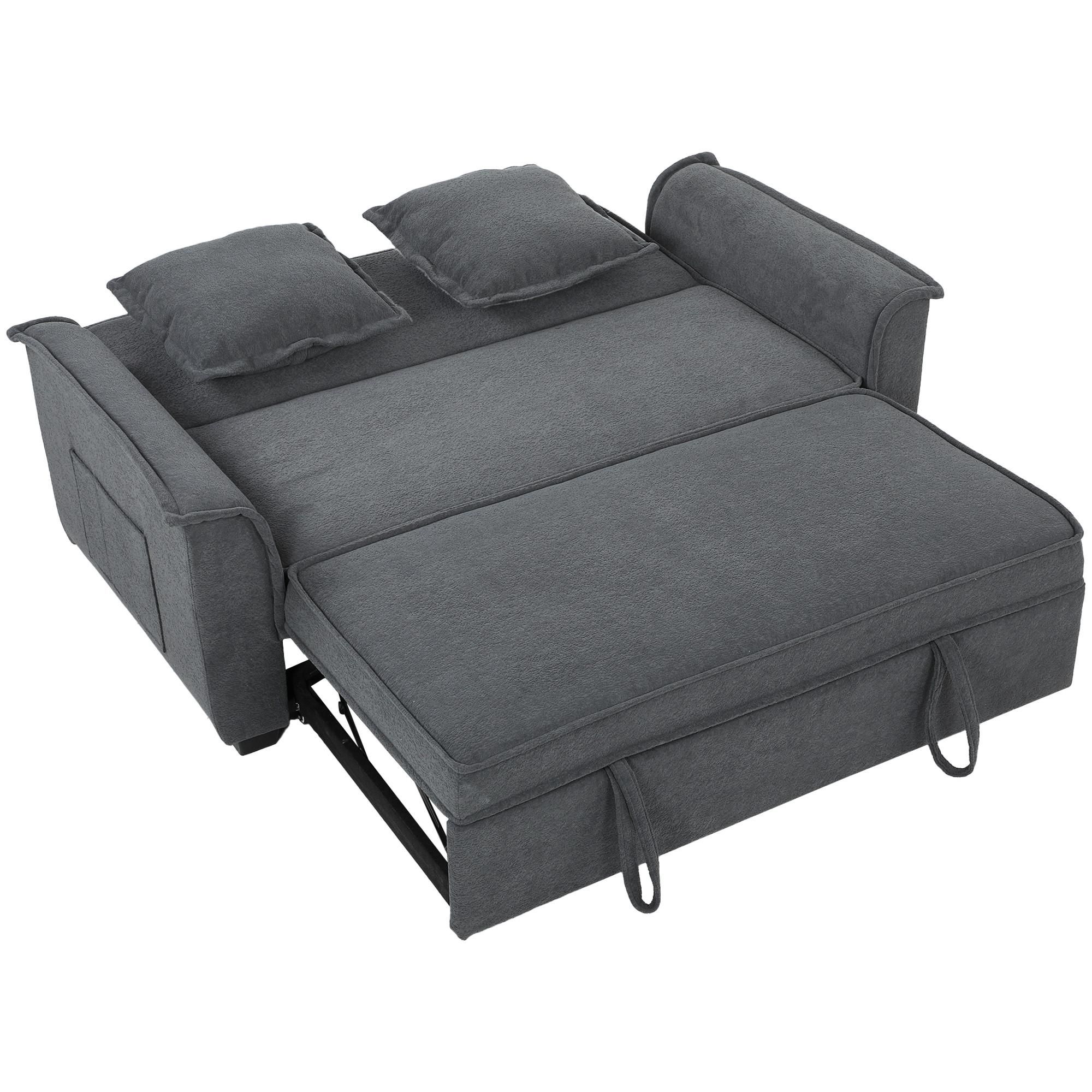 SCHLAFSOFA Polyester Dunkelgrau - Dunkelgrau/Schwarz, Holz/Kunststoff (85/86/168cm) - HOMCOM