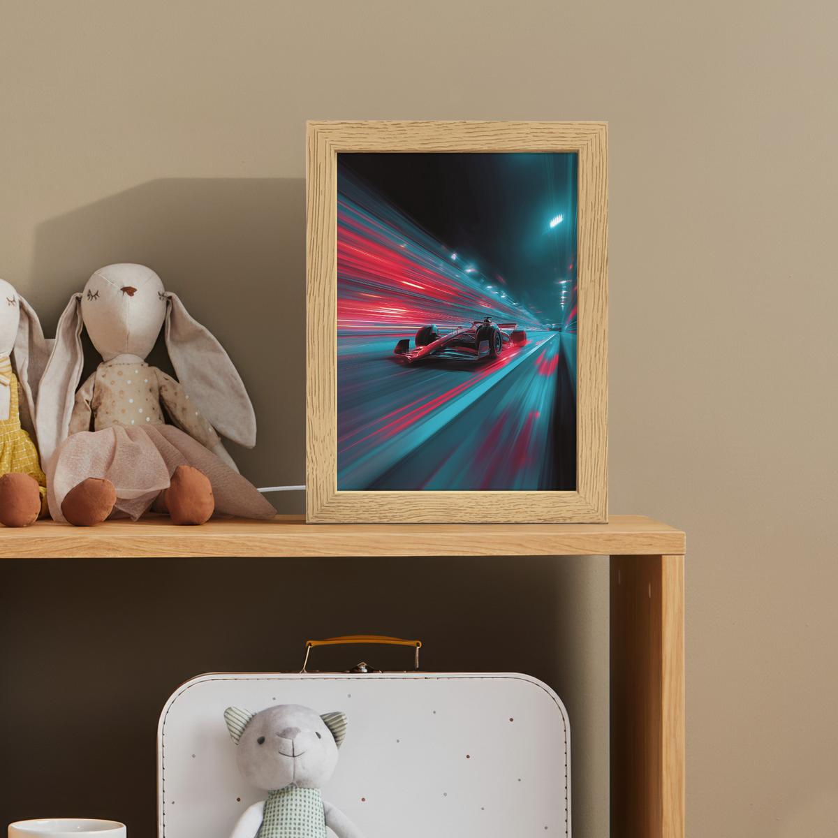 NACHTTISCHLAMPE Rennwagen - Rot - Geschwindigkeit 15x20 cm - Türkis, Holzwerkstoff (8/15/20cm) - OnlyWow