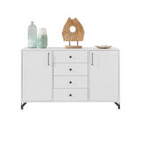 KOMMODE Bergo mit 2 Türen und 4 Schubladen - Schwarz/Weiß, Holzwerkstoff/Metall (140/85/40cm) - Beautysofa