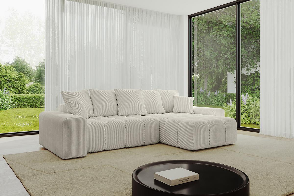 ECKSOFA Ottomane rechts ENIL-L 297x189x68 Creme Cord - Ecru/Creme, Holzwerkstoff/Kunststoff (189/297cm) - ALTDECOR