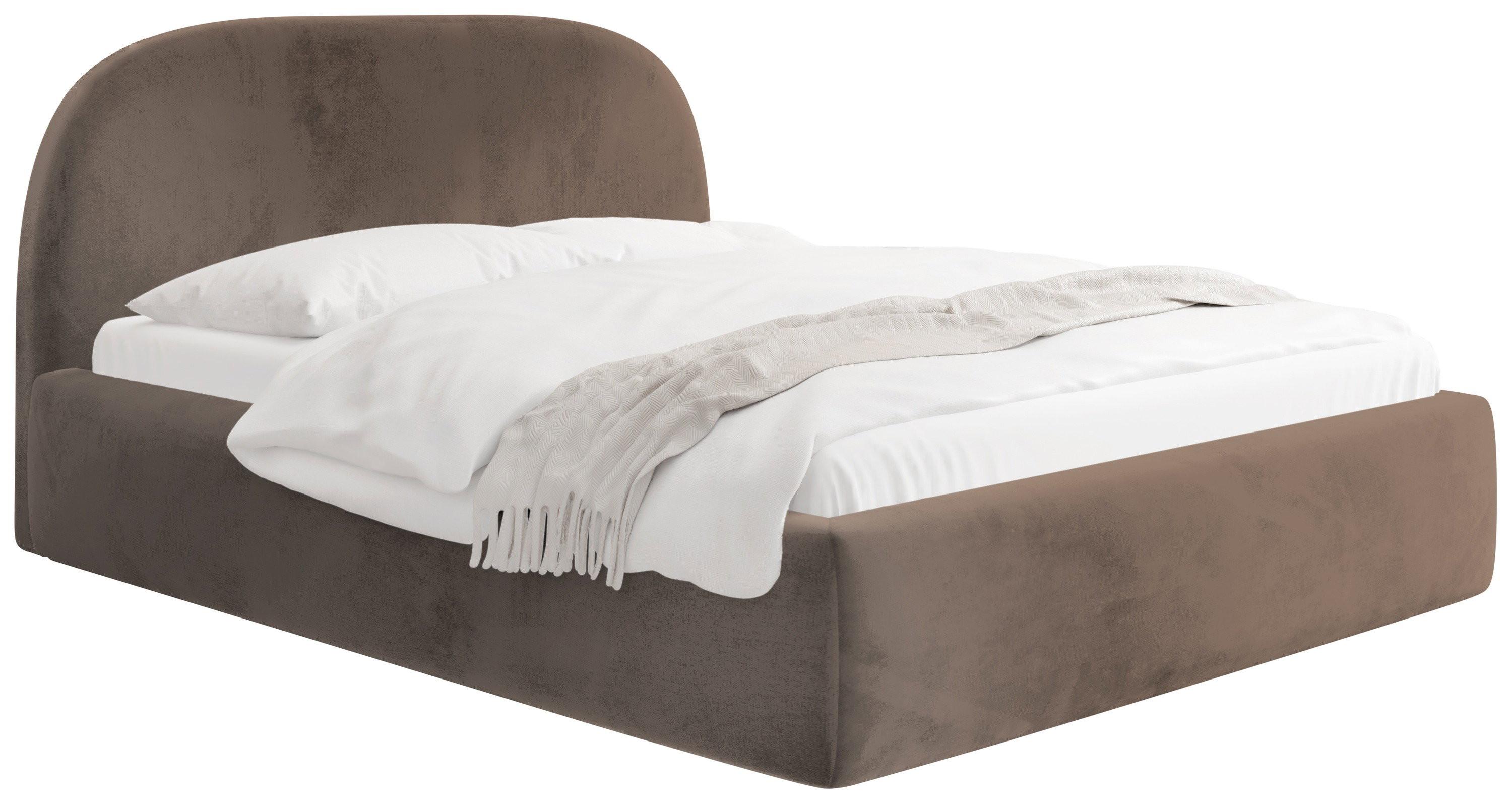 POLSTERBETT Puro mit Bettkasten, Braun Samt 160 x 200 cm – mit Metall-Lattenrost - Birkefarben/Schwarz, Kunststoff/Textil (160/200cm) - WFL GROUP