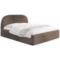 POLSTERBETT Puro mit Bettkasten, Braun Samt 180 x 200 cm – mit Metall-Lattenrost - Birkefarben/Schwarz, Kunststoff/Textil (180/200cm) - WFL GROUP