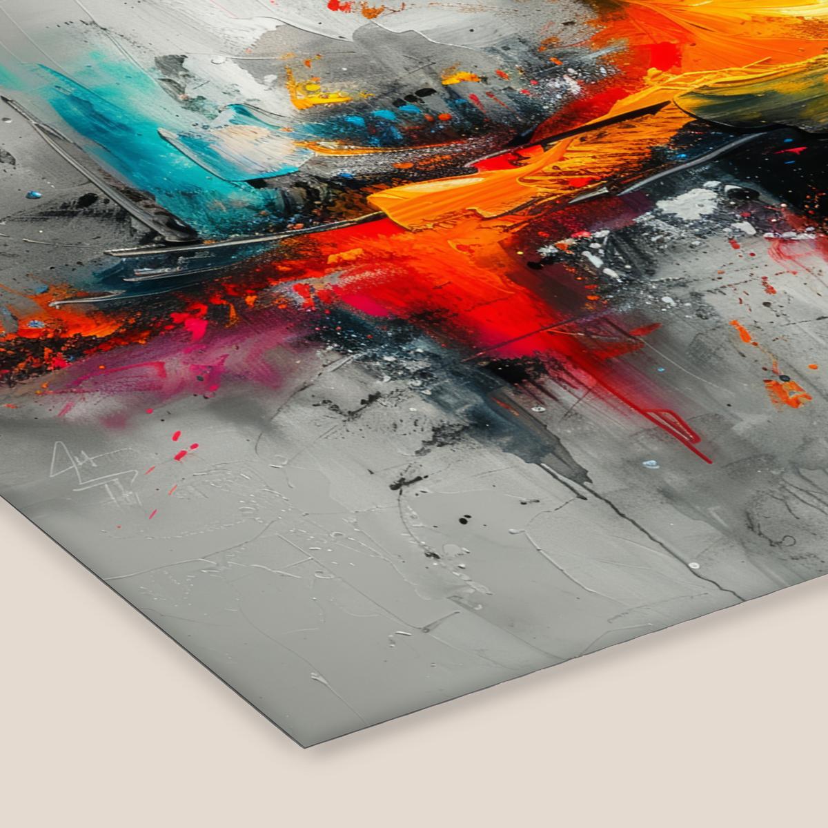 POSTER MIT RAHMENGERAHMTES BILD Moderne Kunst - Orange - Grau - Abstrakt 40x30 cm - Hellgrau, Papier (40/30cm) - MuchoWow