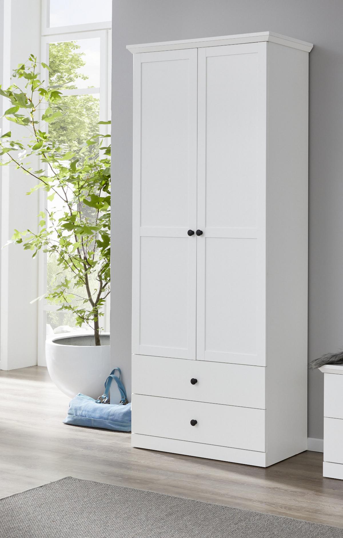 GARDEROBENSCHRANK weiß 81 x 196 cm, Flurgarderobe mit Kleiderstange - Silberfarben/Weiß, Holzwerkstoff/Metall (81/196/41cm) - Top.Furn