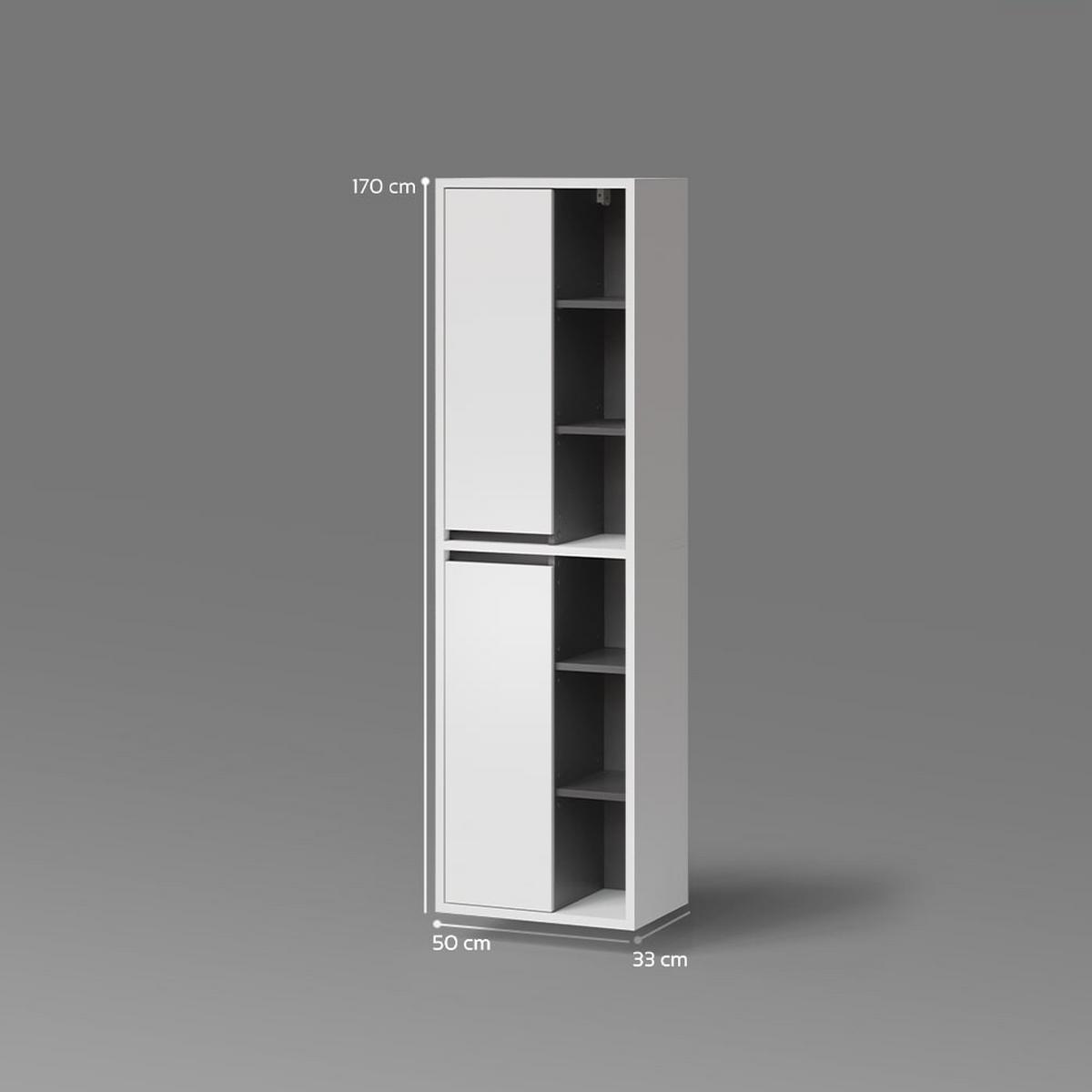 BADSCHRANK Vomano Weiß 50 x 170 cm - Weiß, Holzwerkstoff (50/170/33cm) - Livinity®
