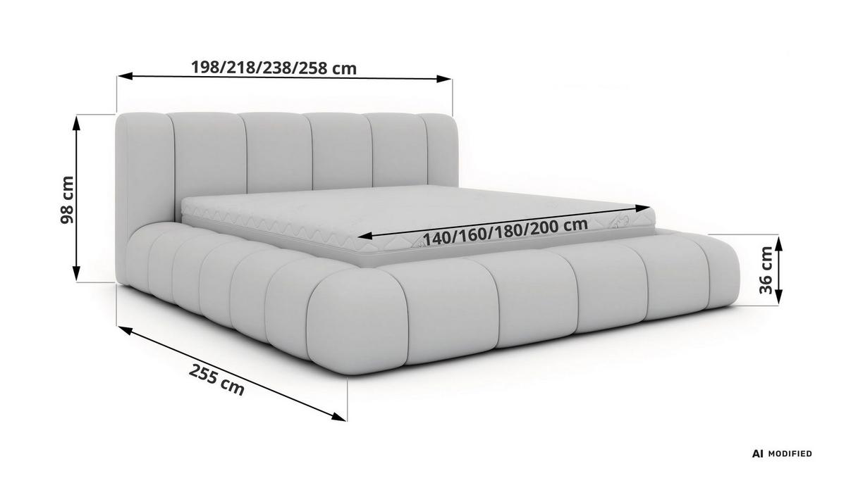POLSTERBETT NUBEA CLASSIC 160/200 - Dunkelgrau Velvet - ohne Matratze - Dunkelgrau, Textil (160/200cm) - MKS