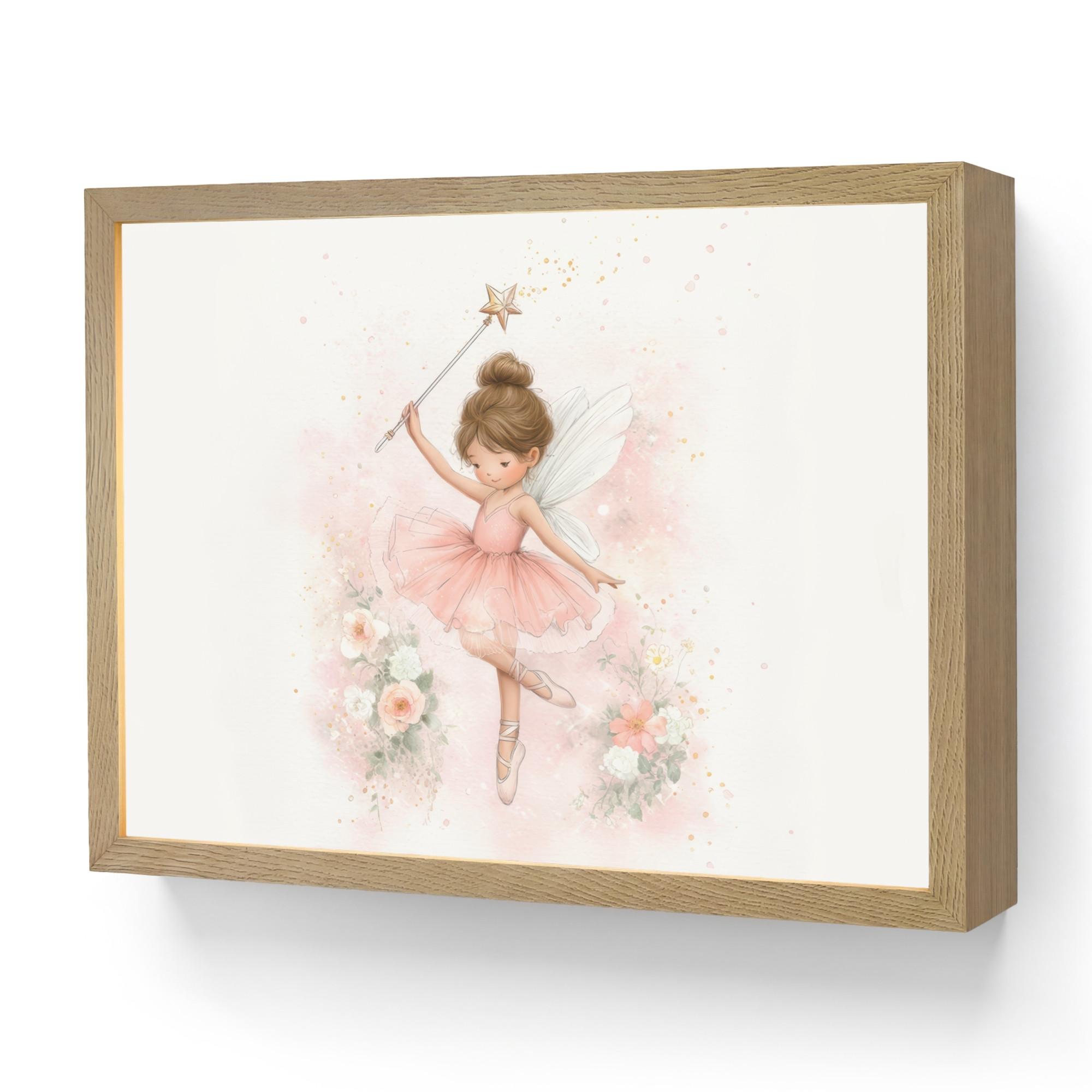 NACHTTISCHLAMPE MIT AKKU Ballerina - Fee - Blumen - Rosa 40x30 cm - Rosa, Holzwerkstoff (8/40/30cm) - OnlyWow