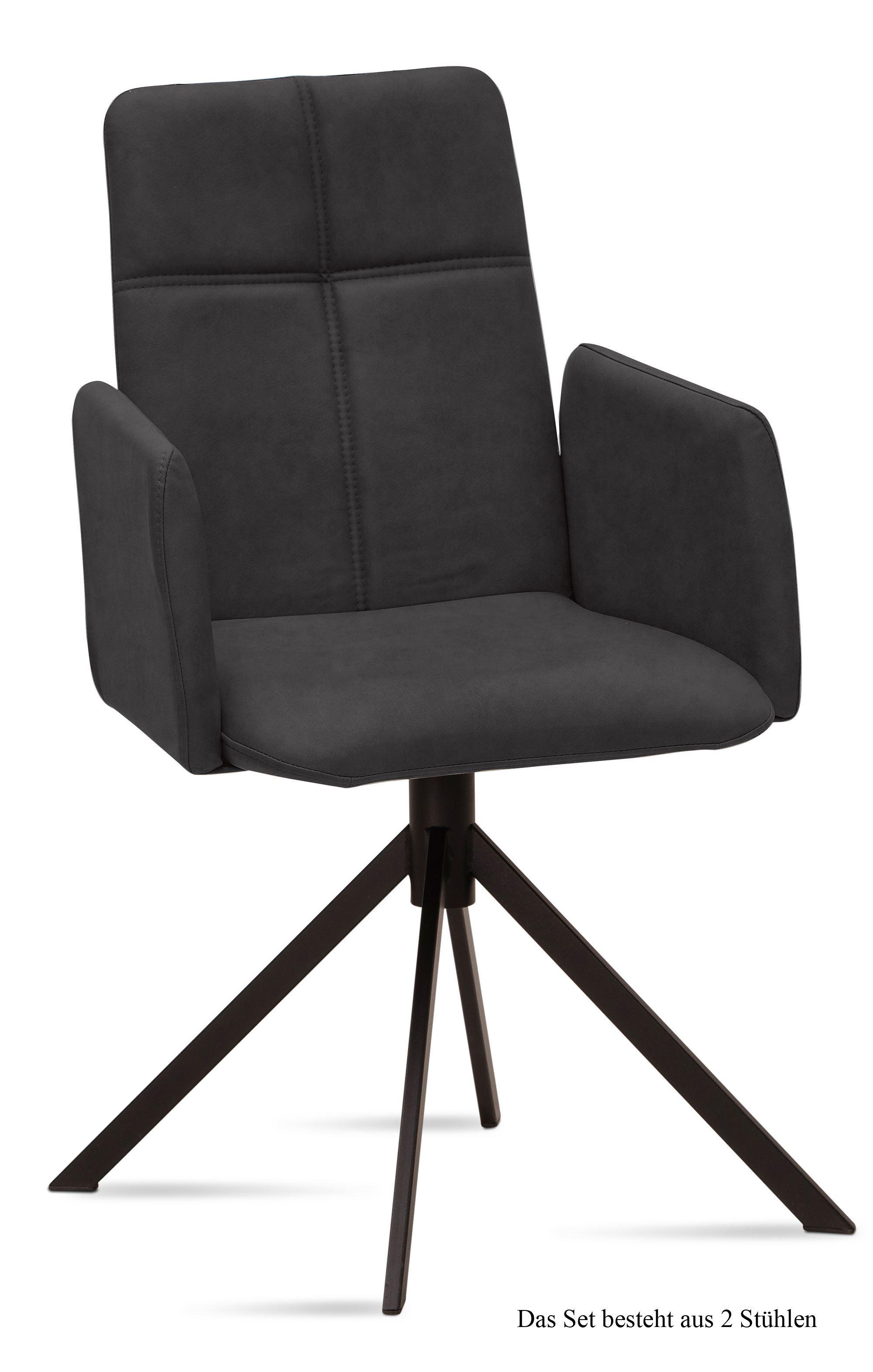 ARMLEHNSTUHL (2er-Set) Druci 52x92x60 Schwarz/Anthrazit - Anthrazit/Schwarz, Kunststoff (60/92/52cm) - 58aufmkessel