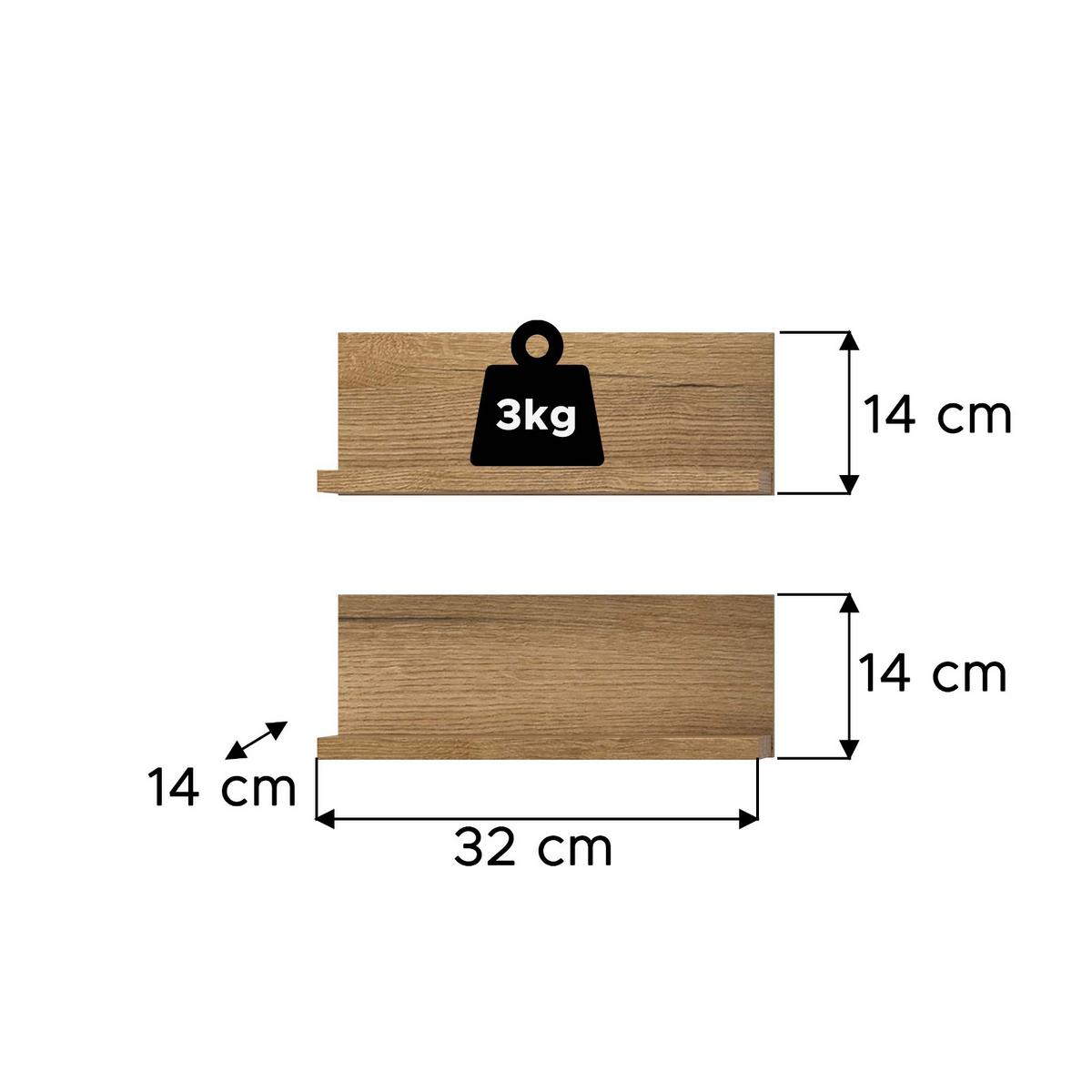 REGAL-SET Evoke Eiche 32 cm, Badezimmer Regal 2er Set - Eichefarben, Holzwerkstoff (32/12/14cm) - Inn.Furn