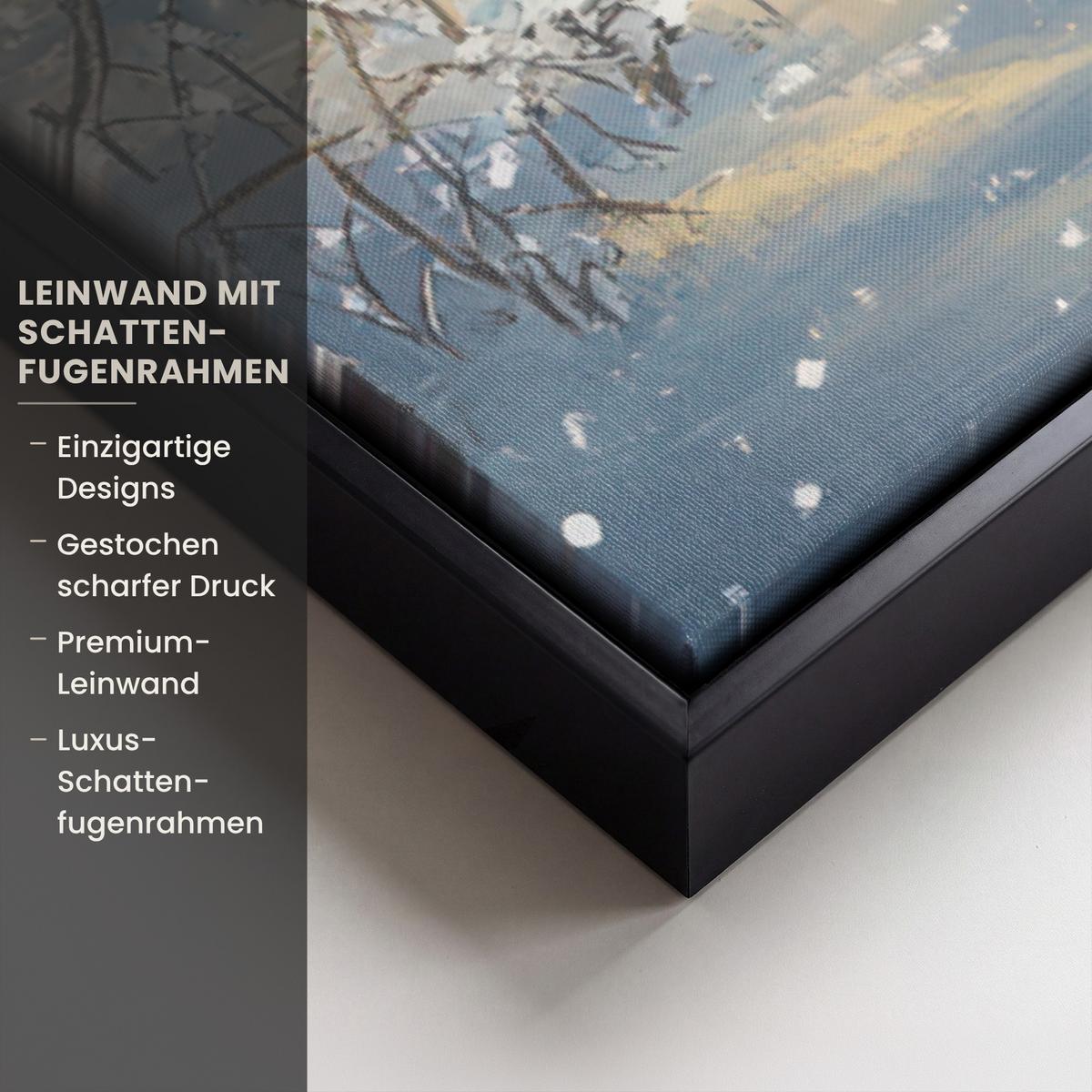 LEINWAND Bilder mit Rahmen - Schneemann - Schnee - Winter - Wald - 60x90 - Hellblau, Textil (60/90cm) - MuchoWow