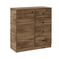 KOMMODE NESTOS 80/87/40cm mit 4 Schubladen 1 Türen Braun - Braun, Holzwerkstoff (80/87/40cm) - MASSENO