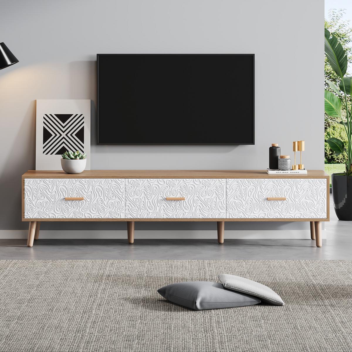 TV-MÖBEL Heller Holzoptik 150/35/39 cm - Grau, Holzwerkstoff (35/39/150cm) - Urban Meuble