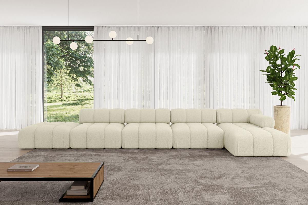 ECKSOFA modulares Sofa Lizur-L3 - 475x160x70 cm Beige Bouclé - Beige, Holzwerkstoff/Textil (475/160cm) - ALTDECOR