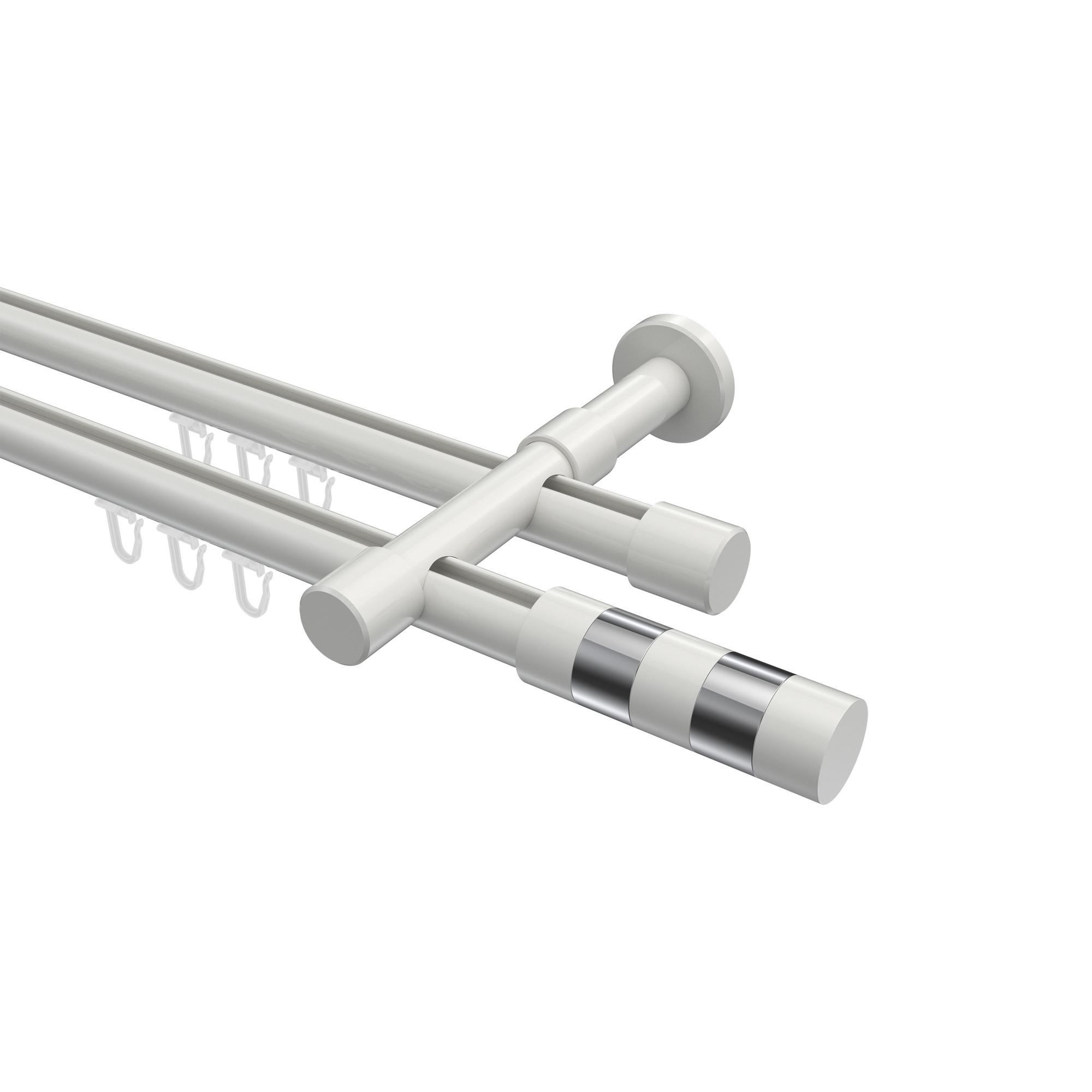 GARDINENSTANGE INNENLAUF Prestige Mavell 600 cm (geteilt in 3 x 200 cm), 2-läufig, 20 mm Ø Weiß - Chromfarben/Weiß, Metall (600cm) - INTERDECO