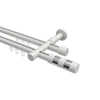 GARDINENSTANGE INNENLAUF Prestige Mavell 600 cm (geteilt in 3 x 200 cm), 2-läufig, 20 mm Ø Weiß - Chromfarben/Weiß, Metall (600cm) - INTERDECO