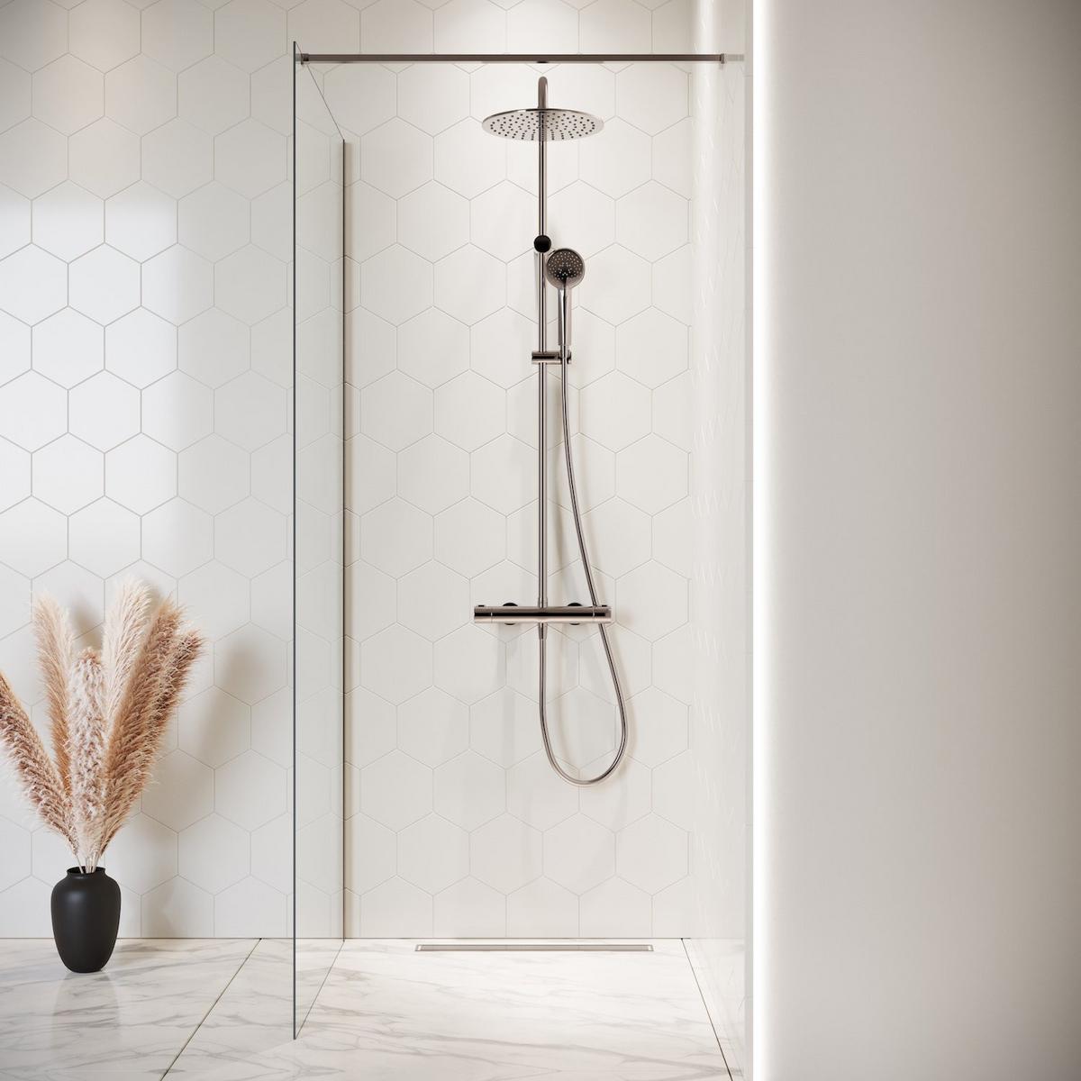 DUSCHWAND Florida - 70 x 200 cm - Chrom - Walk-In Duschabtrennung aus Sicherheitsglas - Chromfarben, Glas (70/200cm) - Badplaats